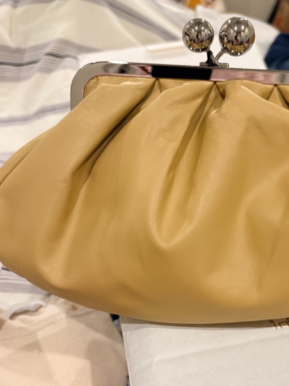 MaxMara Mustard Yellow Soft Frame Clutch